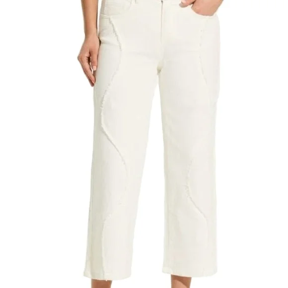 French Dressing Jeans FDJ Christina Wide Crop Ivory Size 12 MSRP $119 - Picture 3 of 8